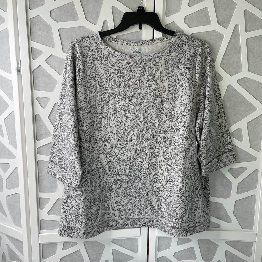 Croft & Barrow Paisley Lightweight 3/4 Sleeve
